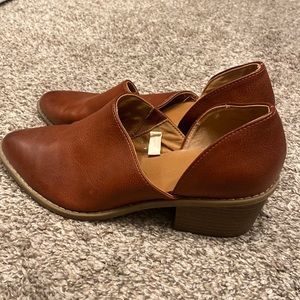 Brown suede heels